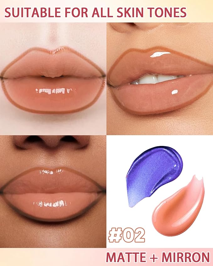 Dual Ended 2 in 1 Peel Off Lip Stain & Lips Gloss Kit, Waterproof Long Lasting Qiciy Tattoo Lip Gloss Color Peel Off Lips Liner, Tinted Liquid Lipstick, Matte & Glossy Womens Makeup-02 Warm Orange