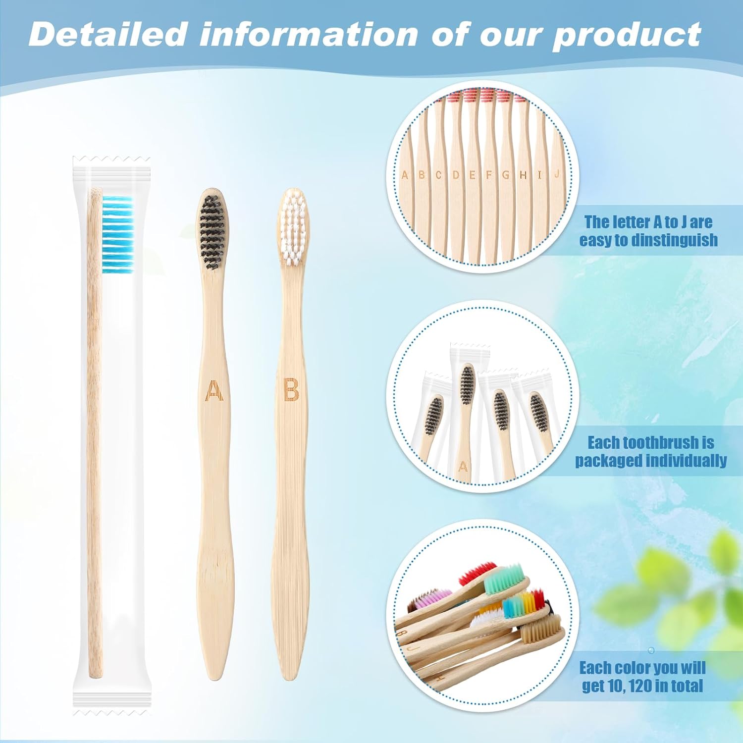 Sieral 120 Pcs 6.9 Inch Bamboo Toothbrush with Toothpaste Individually Wrapped Disposable Toothbrushes Travel Toothbrush Kit for Hotel Homeless Shelter Camping and Travel, 12 Colors
