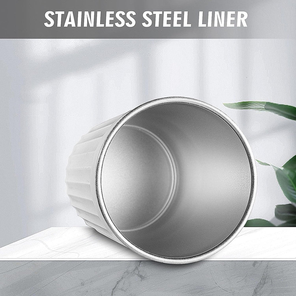 Toothbrush Holder for Bathroom-12oz Unbreakable Stainless Steel Bathroom Cup,Easy to Clean Toothbrush Cup, Reusable Bathroom Tumbler Cups for Home/School/Office(3" x 4.5") (White)