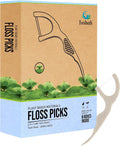 Natural Dental Floss Picks (300 Count) - Kraft Paper Box Packaging, Plant Based, PETA Approved Vegan, Eco Friendly, Sustainable Dental Flossers - Twin Floss (Mint)