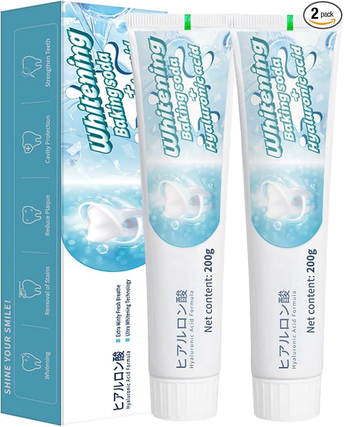 Baking Soda Whitening Toothpaste, Organic Baking Soda - Fresh Mint Flavor - Removes Yellowing & Stains, Freshens Breath, Promote Gum Health, Whitening Toothpaste for Adults