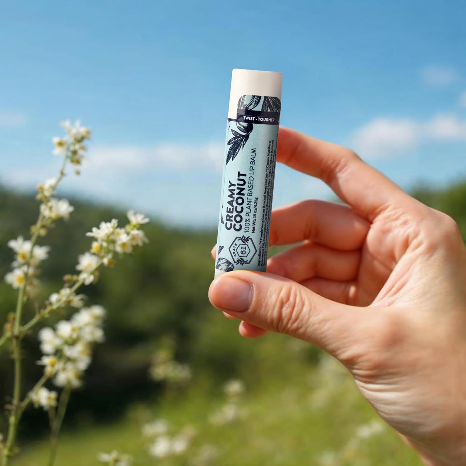 Crate 61 Lip Balm 3-Pack – Creamy Coconut – Plastic-Free Plant Pod® Tube – Made with USDA Organic Ingredients – Natural Lip Care for Dry Lips – Safe for Men, Women & Kids