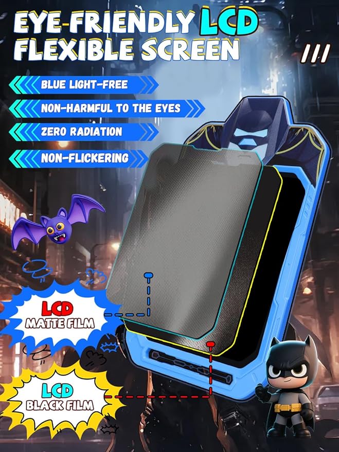 LCD Writing Tablet for Kids 10 Inch Bat Hero for Toddler 3 4 5 6 7 8 - Paint, Doodle Board, Drawing Pad - Travel Toys, Road Trip Car Activities, Birthday Christmas Gift Boys & Man