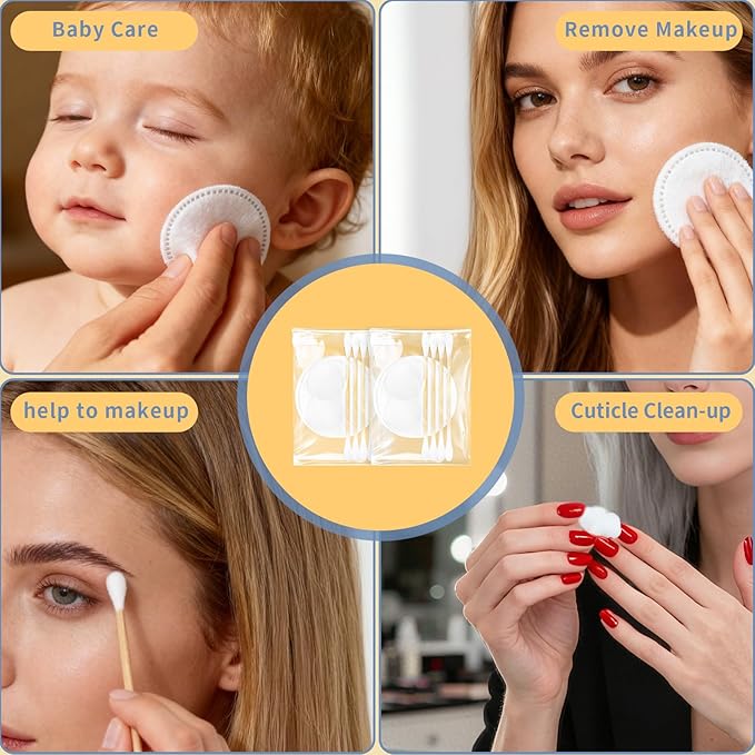 Travel Cotton Swabs Set Portable,Hotel Vanity Kit Individually Wrapped,Vanity Kit Travel,Include Cotton Swabs Cotton Balls,Cotton Rounds for Ear,Cosmetics,Makeup Remover,Nail Polish Remover (50)
