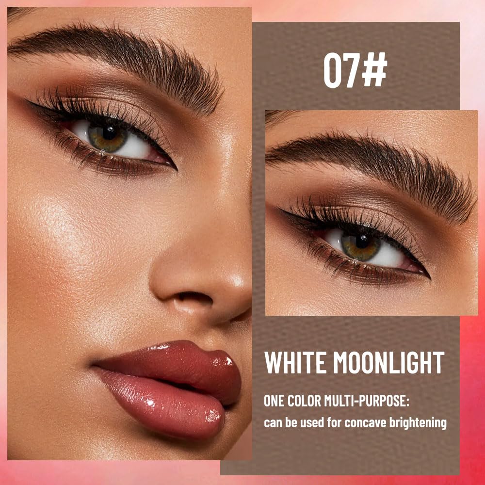 Pearlescent mini Eyeshadow Highly Pigmented Blend Matte & Shimmer EyeShadow,Cream Moisturizing Waterproof&Long Lasting Eye Makeup Natural Luminous Makeup Look (B07, 1 Count (Pack of 1))