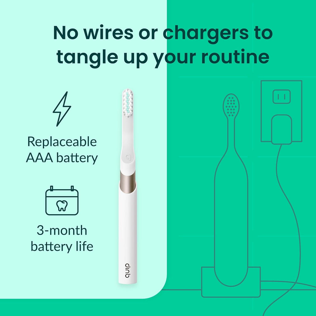 Quip Metal Sonic Electric Toothbrush for Adults - Time Travel & Soft Bristles with Travel Case & Replacement Brush Head - 3 Month Battery Life - Dawn Peach Gold