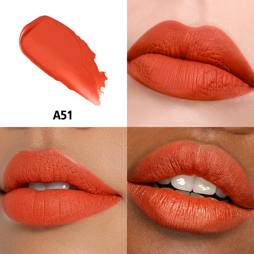 Orange Lipstick Long Lasting Lipsticks for Women Pigmented Smudgeproof Transferproof Vegan Cruelty Free Lip Makeup, A51 In Love