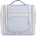 Narwey Striped Hanging Travel Toiletry Bag for Women, Travel Bag for Toiletries, Makeup Bag Organizer Cosmetic Bags Make Up Bags for Women (Greyish Blue Stripe)