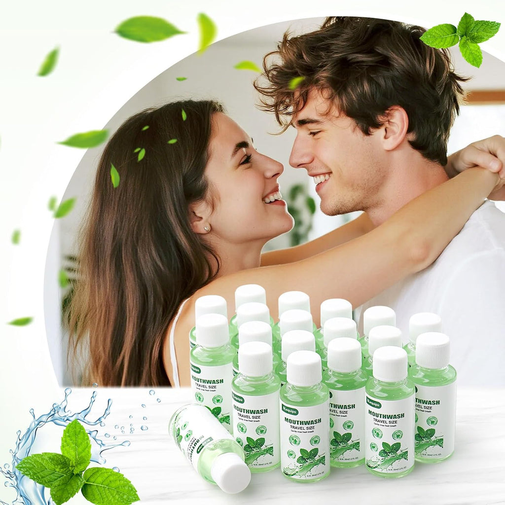 Travel Size Mouthwash Bulk Mini Fresh Mint Portable Mouthwash Individual Bottles 35ml/1.2fl oz for Travel Toiletry Kits (50)