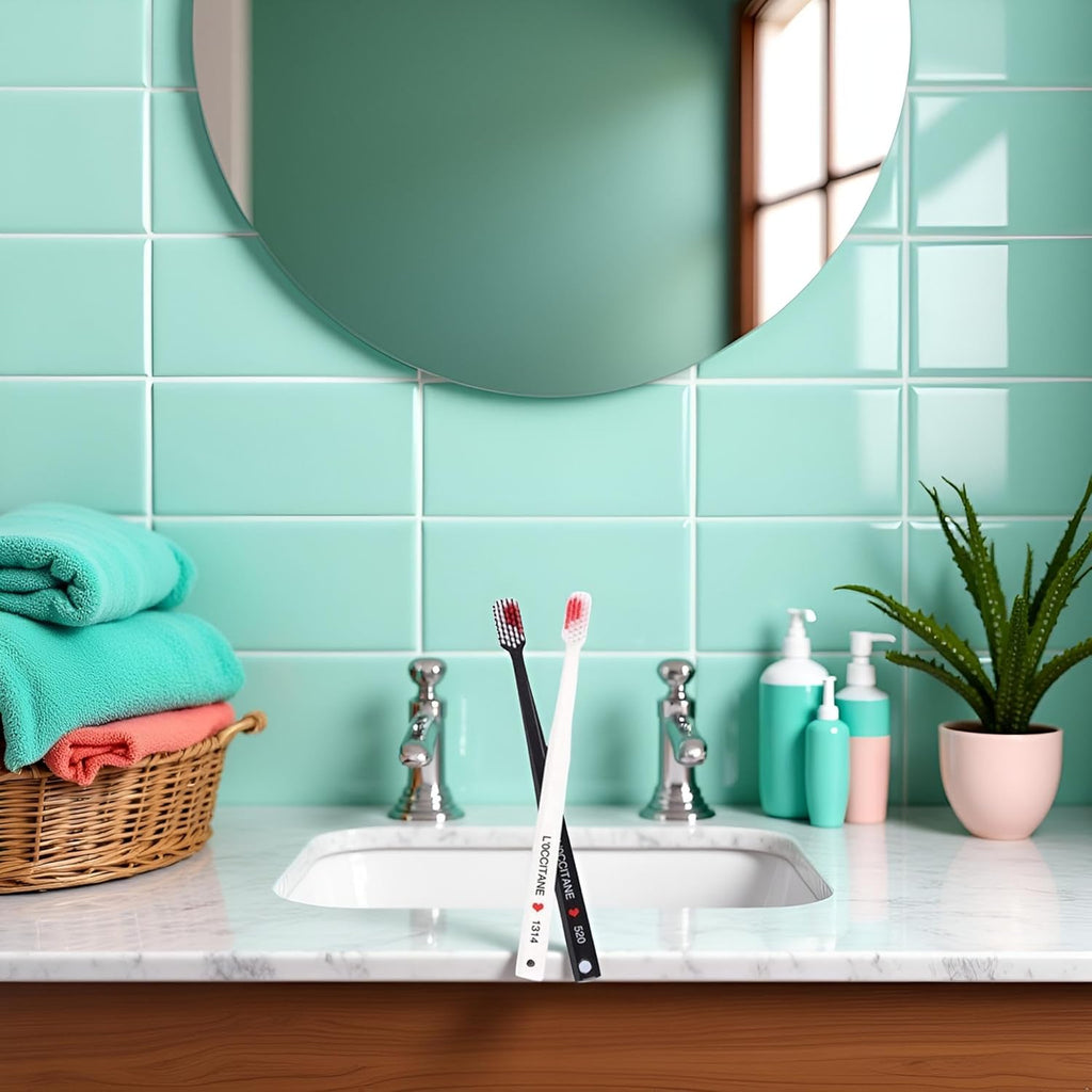 2Pcs Toothbrushes Black and White Heart Shaped Couple toothbrushes eco Friendly Nano toothbrushes Dental Care Brush Manual Firm Bristles, Toothbrush Advanced Design Toothbrushe,Oral Care