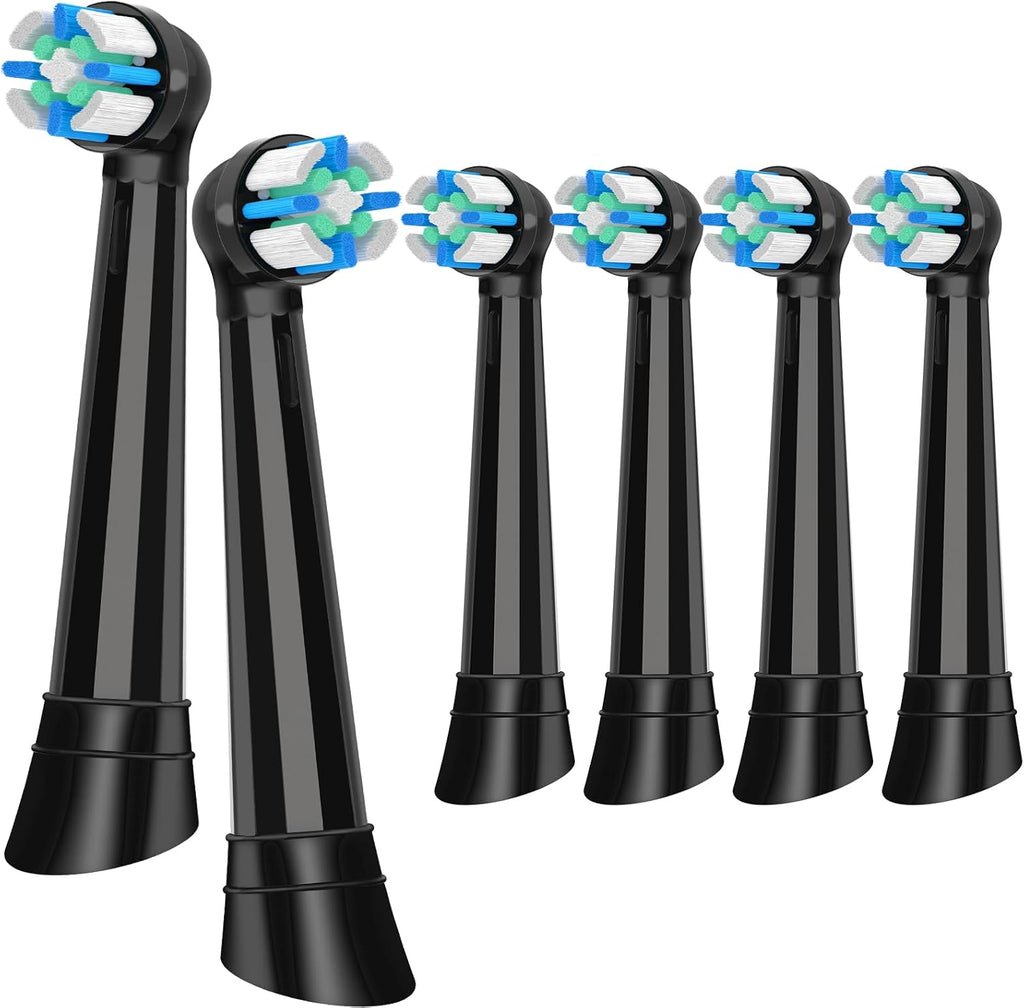 6PCS iO Replacement Heads Compatible with Oral B iO Electric Toothbrush,Compatible with Oral B iO Series 2/3/4/5/6/7/8/9/10,Premium Bristles for Deep Cleaning&Gentle Care,Black