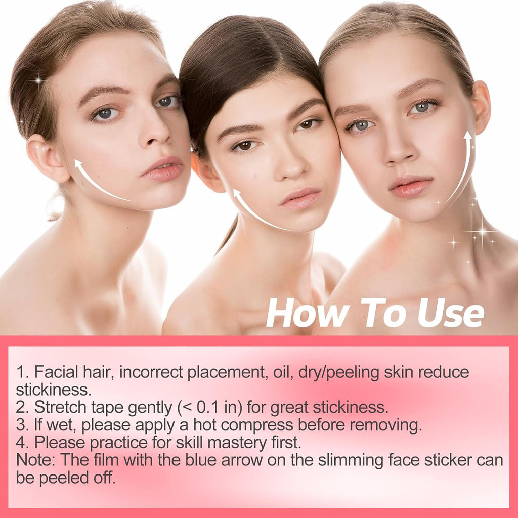 Face Lift Tape, 200PCS Face Tape, Face Lift Tape Invisible, Face Tape Lifting Invisible 8 Hours of Sustained, Perfect Facial Contouring, Visually Create A More Defined Jawline and Cheekbones
