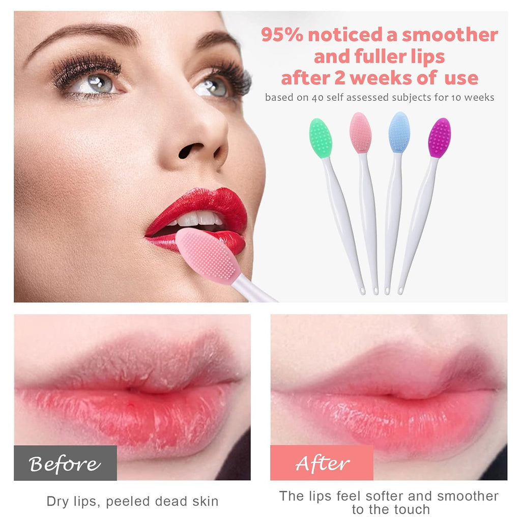 Lip Scrub Brush,Lip Scrubber Exfoliator,Double-Sided Silicone Lip Exfoliating Tool,Gentle Lip Exfoliator Scrubber Brush for Smooth,Soft,Bright,and Healthy Lips(5 PCS) (5 Colors)