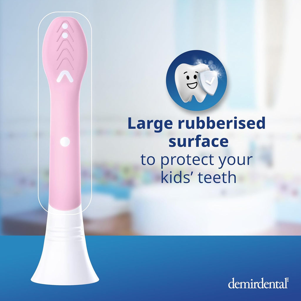 demirdental Kids mini Toothbrush Heads Compatible with Philips Sonicare Kids Toothbrush Heads - Replacement Heads mini Sensitive - Brush Heads mini from Ages 3 to 6 - Pink - Replaces HX6038-8 Pack