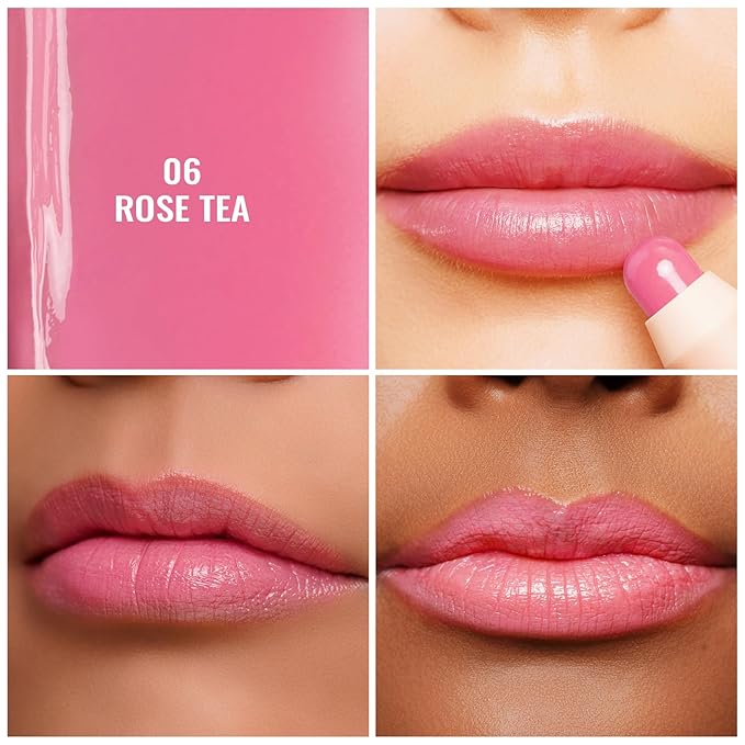 Oulac Light Pink Lipstick - Moisturizing Lipstick Tinted Lip Balm for Dry Lips, Hydrating Lip Crayon & Blush - Lip Colour and Cheeks Makeup | 2.48g, Rose Tea (06)