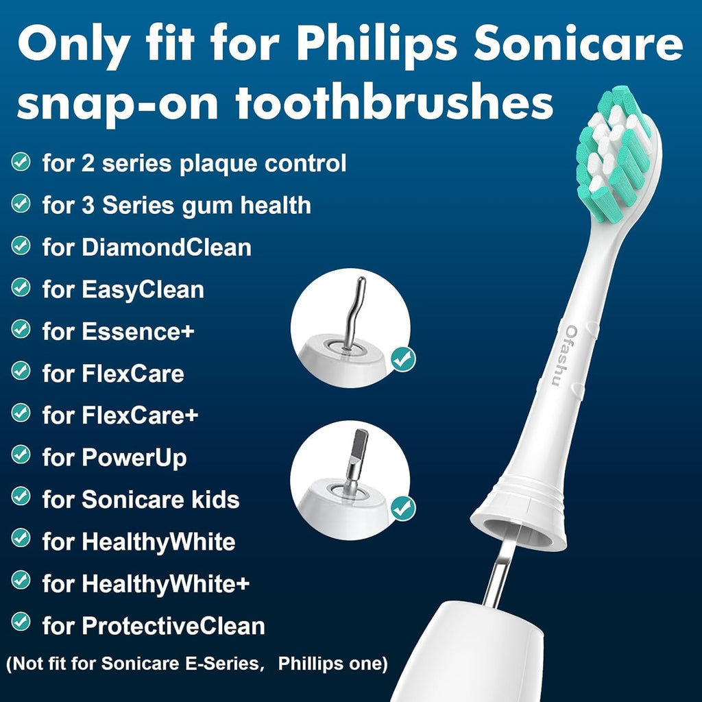 Replacement Toothbrush Heads Compatible with Philips Sonicare Protectiveclean C1 C2 4100 5100 6100 9024 6250, White, 10 Sonic Electric Brush Head (Green White, Medium)
