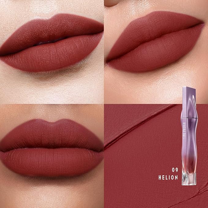 NEBULA VELVET LIP CREAM-Long Lasting Lip Stain, Waterproof and Transferproof Lip Tint, Matte Finish, Smooth Out Lip Lines, Lightweight & High Coverage, Stocking Stuffers (09 HELION)
