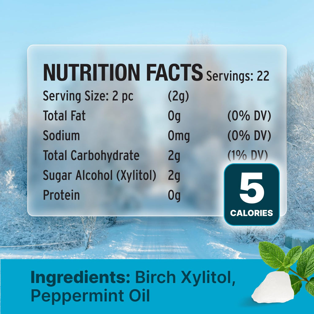 Peppermint KETO Xylitol Candy Chips (3-Pack) - SNØ 1.5oz Tin - Sugar-Free Candy With Only 2 Ingredients | Low Carbs, Diabetic-Friendly, Non-GMO, Vegan, GF & Kosher | Purest candy in the world!