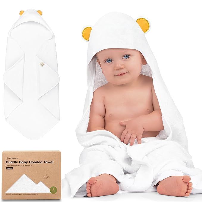 KeaBabies Hooded Baby Towel for Newborn - Viscose Derived from Bamboo Large Baby Bath Towels with Hood for Boys, Girls, Toddler, Extra Absorbent & Soft Newborn Bath Essentials (Bear, Regular)