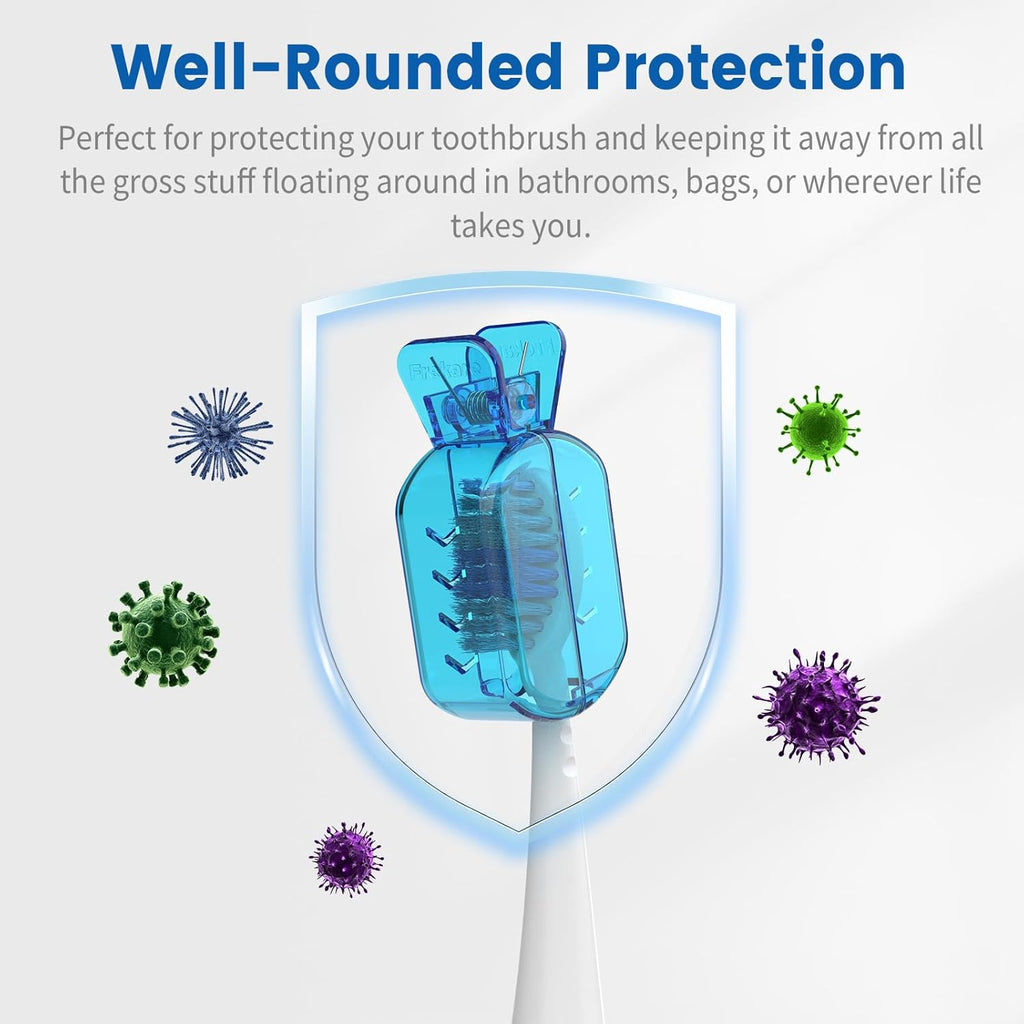 Toothbrush Covers Caps, Clip-On Toothbrush Protector for Household Travel, Brush Head Pod Case Fits Most Manual and Electric Toothbrushes, 6 Count