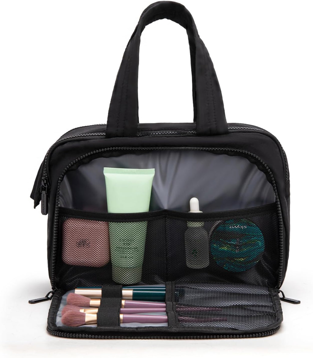 Montana West Travel Toiletry Bag Large Capacity Travel Bags Soft Makeup Organizer Lightweight Puffy Cosmetic Bag with Waterproof Compartment