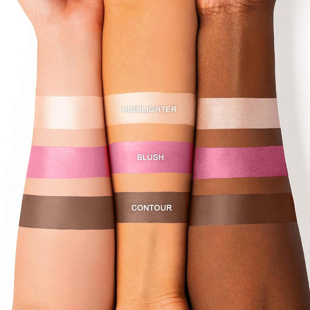 3 Colors Cream Contour Stick, Shades with Highlighter Stick,Blush Stick and Bronzer Contour Stick for Sculpt the Cheeks,Long Lasting,Waterproof,Matte & Dewy Finish for Women (LIGHT MEDIUM(2+5+6))