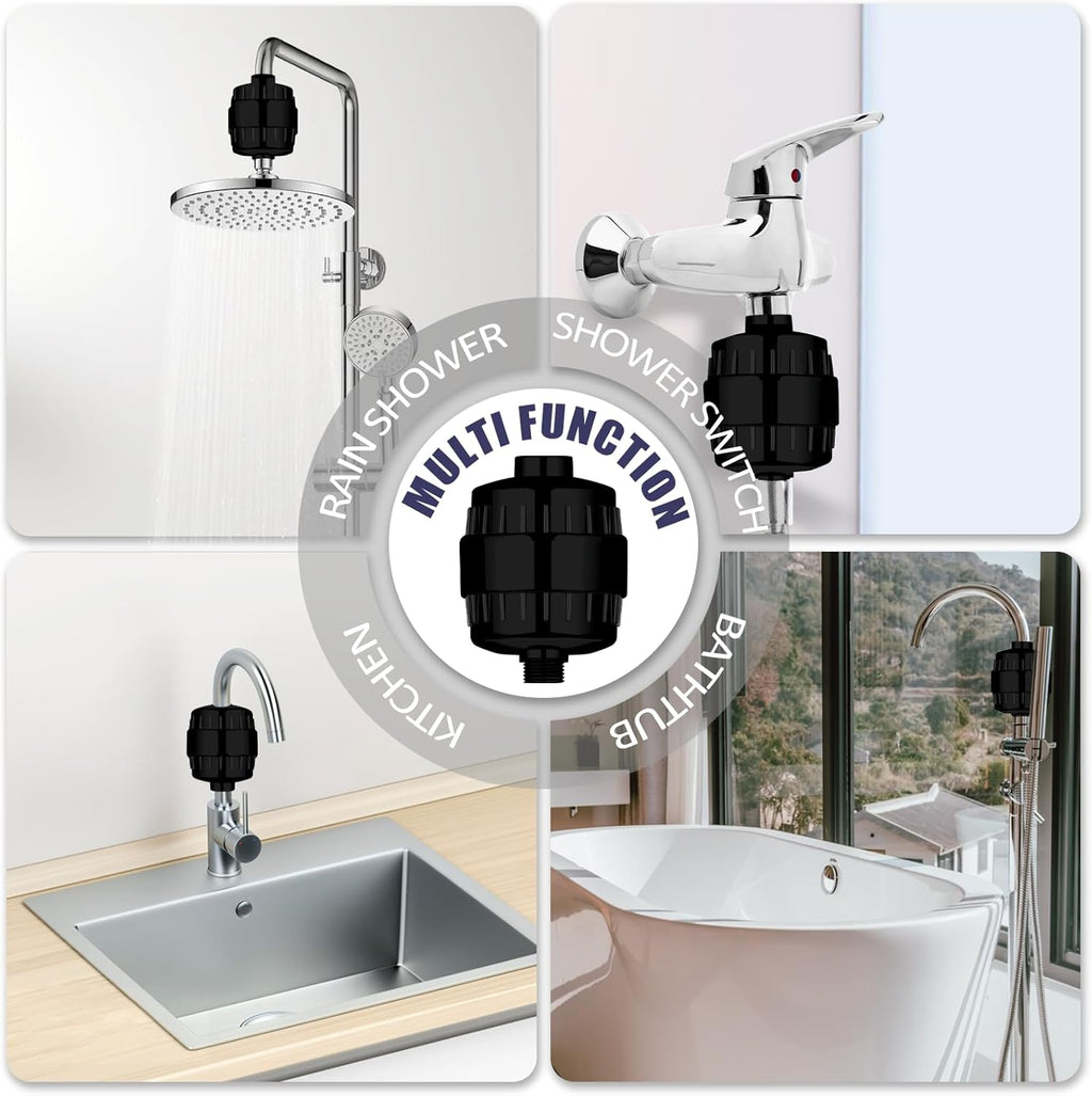 20 Stage Shower Head Filter for Hard Water with 3 Cartridges, High Output Shower Water Filter to Remove Chlorine, Fluoride and Other Impurities, Improves Skin Condition, Protects Hair