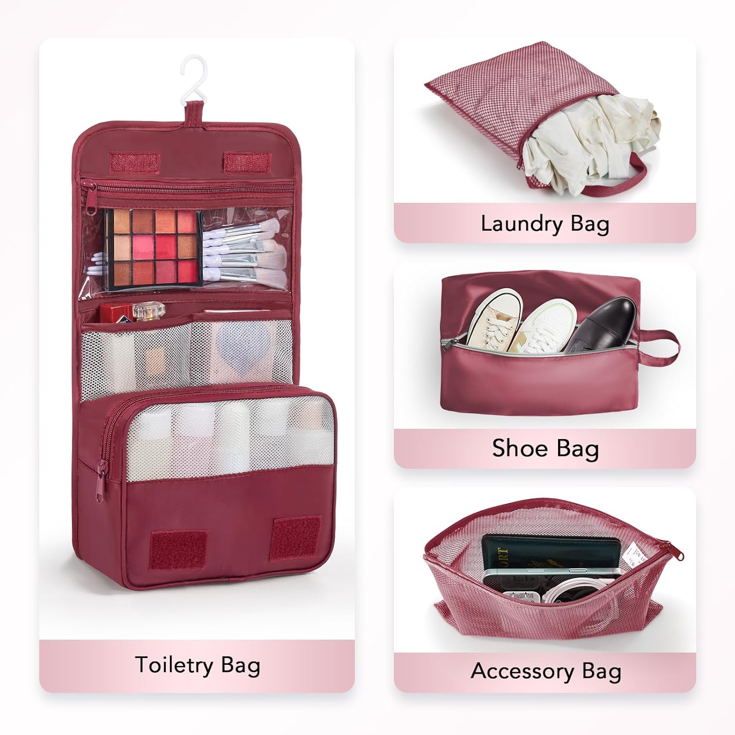 10 Set Compression Packing Cubes for Travel Essentials,Compressible Expandable Packing Cubes for Suitcase,OlarHike Luggage Organizer Bags for Travel,Handy Helper for Organizing Clothes(Wine Red)