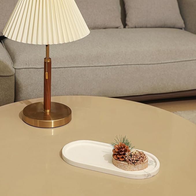 2 Pcs Marble Tray for Decor, Marble Vanity Tray for Perfume, Cosmetics, Jewelry, Stone Decorative Trays for Dresser Organizer, Storage Trays for Home Bathroom Countertop, 12 x 6 Inch