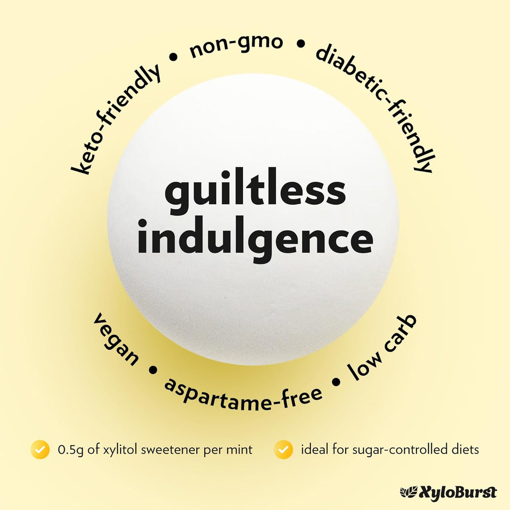 XyloBurst - Xylitol Mints | Sugar Free Breath Freshener for Oral Health | Gluten Free, Vegan, Keto Friendly | Aspartame Free | Lemon | 275 Count