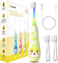 teeteck Electric Toothbrush for Kids - Toddler Electric Toothbrush with Magnetic Charging, Includes 2 Brush Heads, Magnetic USB Charging Cable for Ages 1-6 Boys Girls (Yellow