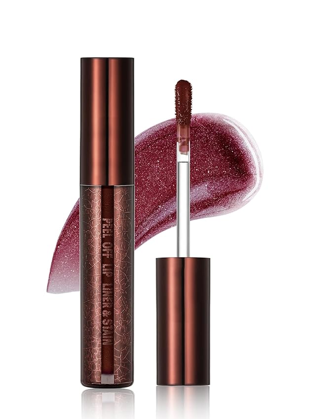 Peel Off Lip Liner Stain, Long Lasting Waterproof Transfer-Proof Lip Tint Stain Peel Off, Non-stick High Pigmented Lip Gloss Lipliner Tattoo, Liquid Tinted Lipstick, Lip Makeup Gift for Women Girl-01