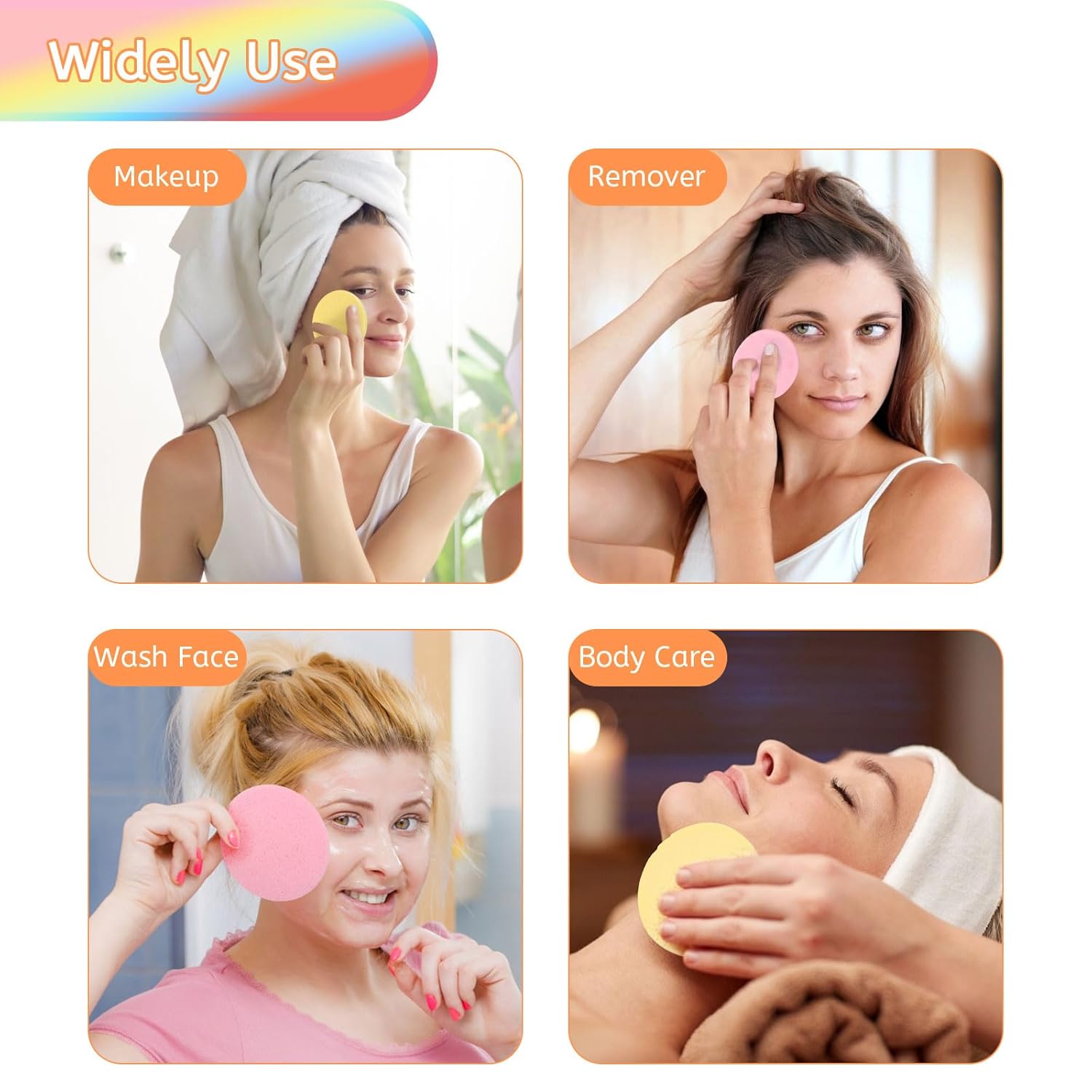 120 Pcs Facial Sponge Compressed, Luxiv Face Cleansing Sponge Estheticians Compressed Makeup Facial Sponge Round Wash Face Sponges for Women Compress Exfoliating Removal Sponge (Pink+Yellow)