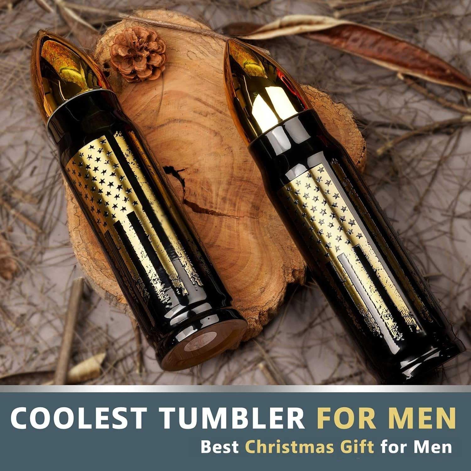 17oz Cool Tumbler Stainless Steel Gifts for Men Him Husband Dad - Unique Shaped Man Coffee Mug - Fishing Hunting Camping Christmas Birthday Gifts for Men - Stocking Stuffers White Elephant Gifts 2025