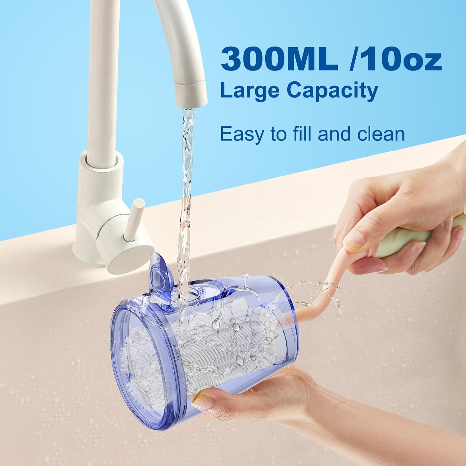 Water Flosser for Teeth, 300ML Cordless Oral Irrigator Rechargeable Dental Flosser Picks with 5 Modes 5 Jet Tips,IPX7 Waterproof Teeth Cleaner for Braces Gum Care, Home Travel Use
