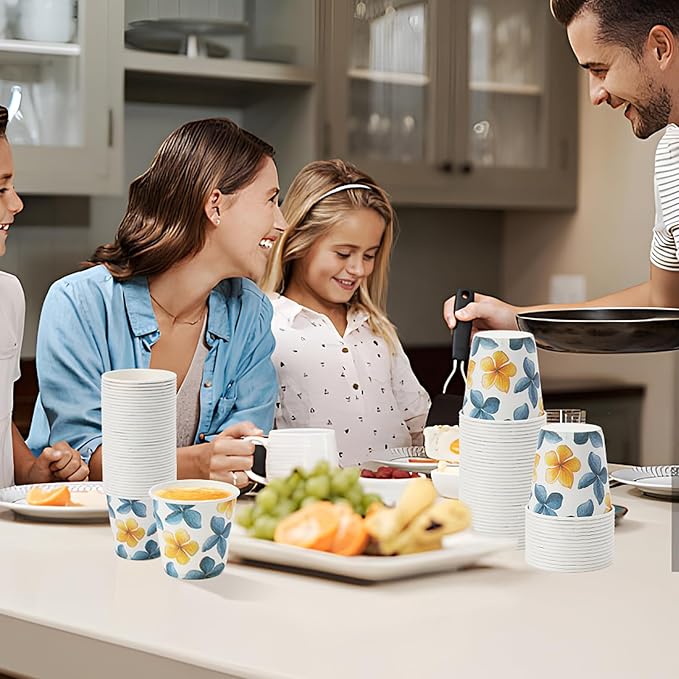 Tamone 600 Pack 3 oz Bathroom Cups, Small Paper Cups Flower Design, Mouthwash Cups, Disposable Paper Cups,3oz Paper Cups for Party, Picnic, BBQ, Travel, Home and Event