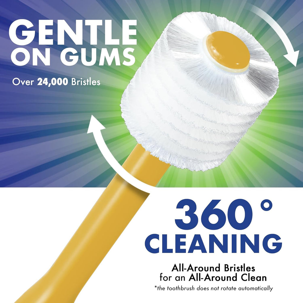 Brilliant Oral Care Baby Toothbrush with Soft Bristles and Round Head, for a Toddler Approved, Easy to Use All-Around Clean Mouth, Ages 0-2 Years, Yellow, 3 Pack