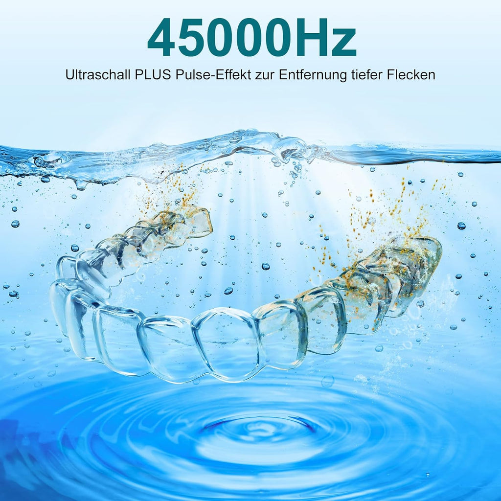 Ultrasonic Retainer Cleaner Machine, 45kHz 200ML Dental Cleaning Pod with 4 Wash Modes, Digital Timer for Denture Cleaner, Aligners, Mouth Guards, Braces, Jewelry & Toothbrush Heads (White)