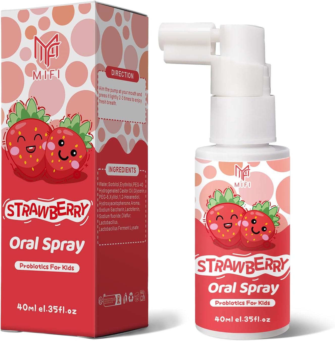 Kids Oral Spray, Toddler Toothpaste Helper for Daily Oral Care and Fresh Breath,Fruit-Flavored, Probiotic Oral Spray for Child (1Pack, Strawberry)