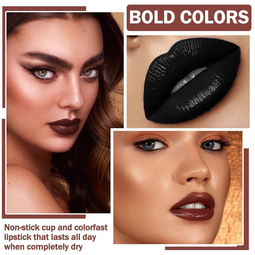 3 in 1 Lip Liner Pencil and Lipstick lipgloss Set Matte Lipstick Lip Gloss Kit Long-lasting Nonstick Cup Smudge Proof Lip Kits with Lip Liner,Moisturizing Lip Tint Lip Stain Makeup (03#Cinnamon Bun)