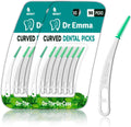 Dr. Emma Dental Picks Mint Curved Soft Rubberized Tooth Picks Easy to Use Brush Picks with Carry Case, 90Ct/Pack, 2 Pack