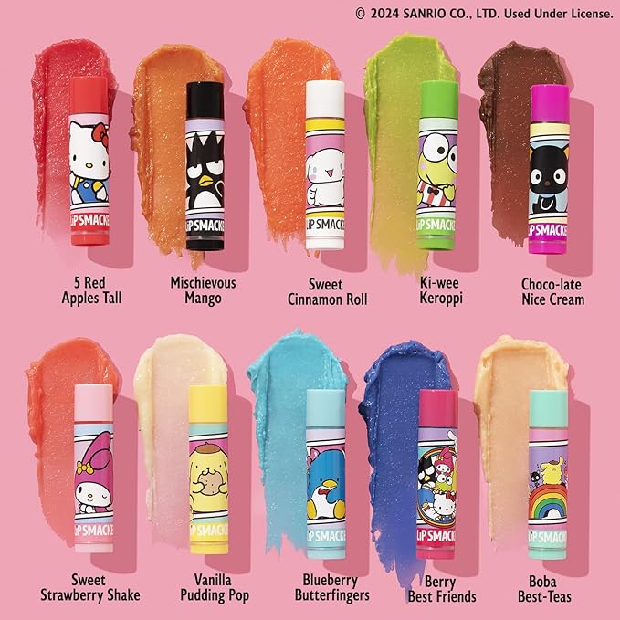 Lip Smacker Sanrio Hello Kitty & Friends Pack - 10 Moisturizing Lip Balms, Hydrating & Protecting - Cruelty-Free