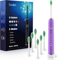 7AM2M Sonic Electric Toothbrush with 6 Brush Heads for Adults&Kids, One Charge for 120 Days, Wireless Fast Charge, 5 Modes, 40000VPM Powered Toothbrush, 2 Minutes Built in Smart Timer - Purple