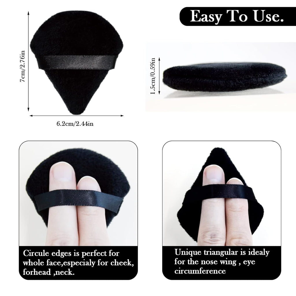 Powder Puff Daubigny 6 Pieces Powder Puff Face Soft Triangle Makeup Puff for Loose Powder Mineral Powder Body Powder Velour Cosmetic Foundation Blender Sponge Beauty Makeup Tools(Black)
