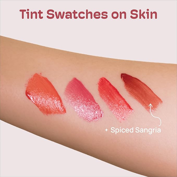 MIXIK Juicy Lip Tint, Hydrating Water-Based Lip Stain and Tint that feels light and fresh for Dewy and Radiant lips, Formulated with Blue Agave Extract for long lasting Moisturizing (Spiced Sangria)