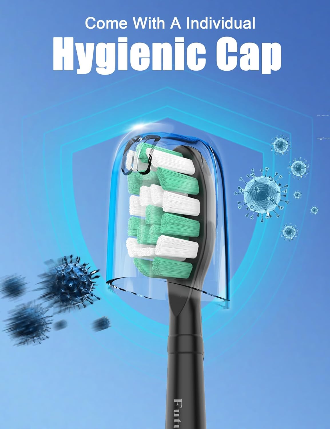 Toothbrush Replacement Brush Heads for Philips Sonicare C1 C2 ProtectiveClean 4100 5100, Electric Sonic Tooth Refill Head Plaque Control, 10 Pack, Black