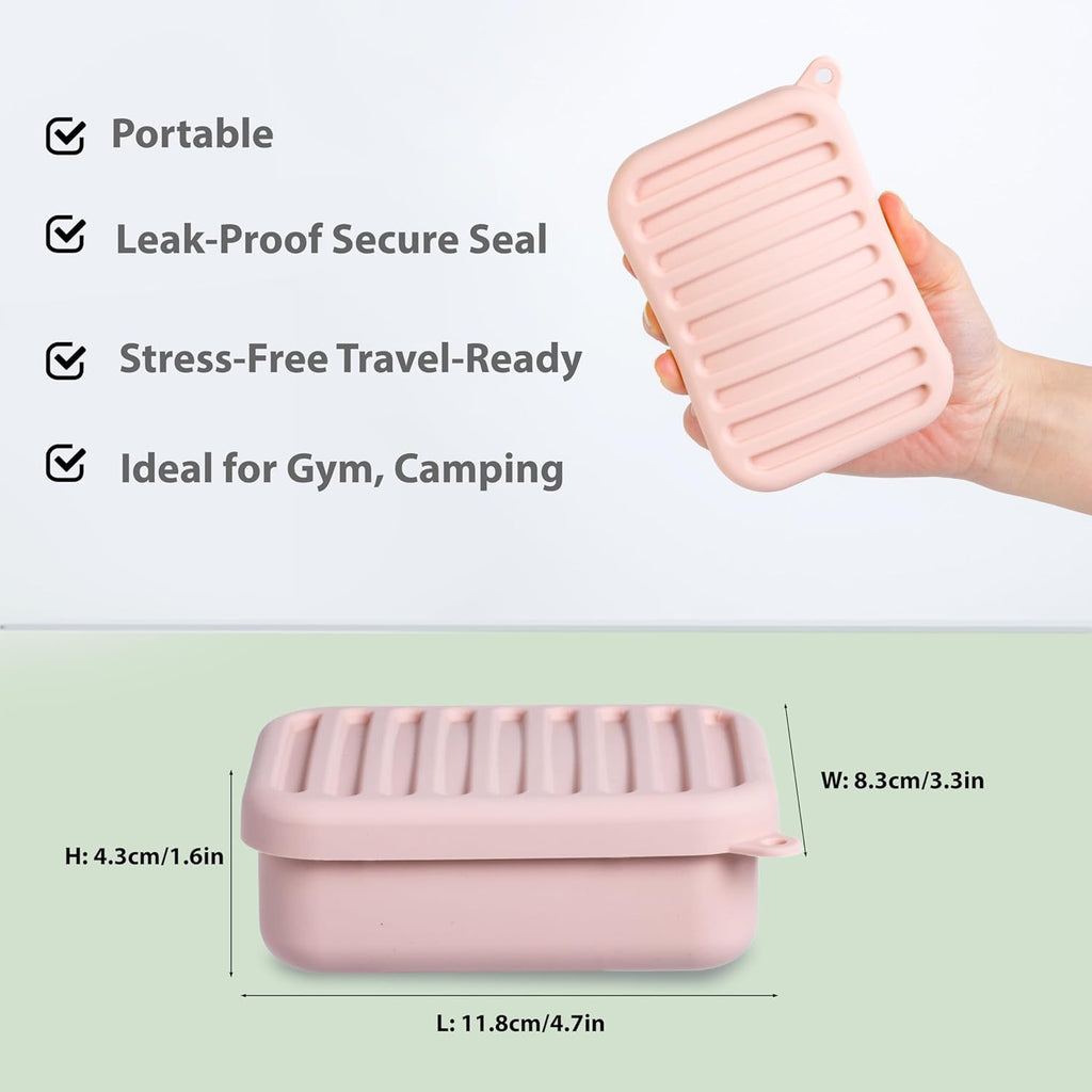 Portable Leakproof Travel Soap Case, Silicone Travel Soap Case, Compact Soap Holder with Drainage Layer, Travel Soap Holder for Camping, Gym, Outdoor (Coral-Red)