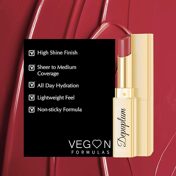 Red Lipstick for Women Hydrate Glossy Lipstick Moisture Lip Gloss Sheer-Medium Coverage Shine Tinted Lip Balm for Dry Lips (DM98 Cherry Plum)