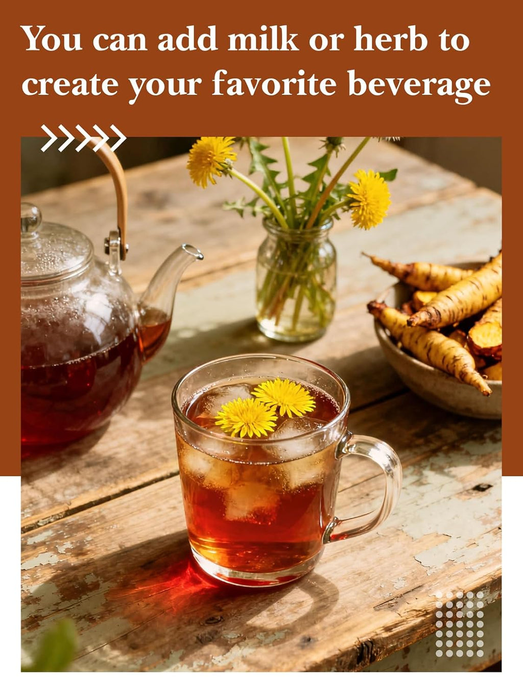 HYNTMYT Roasted Dandelion Root with Milk Thistle & Peppermint Tea Bags, Wellness, Refreshing Mint Flavor Dandelion tea, 100 Count