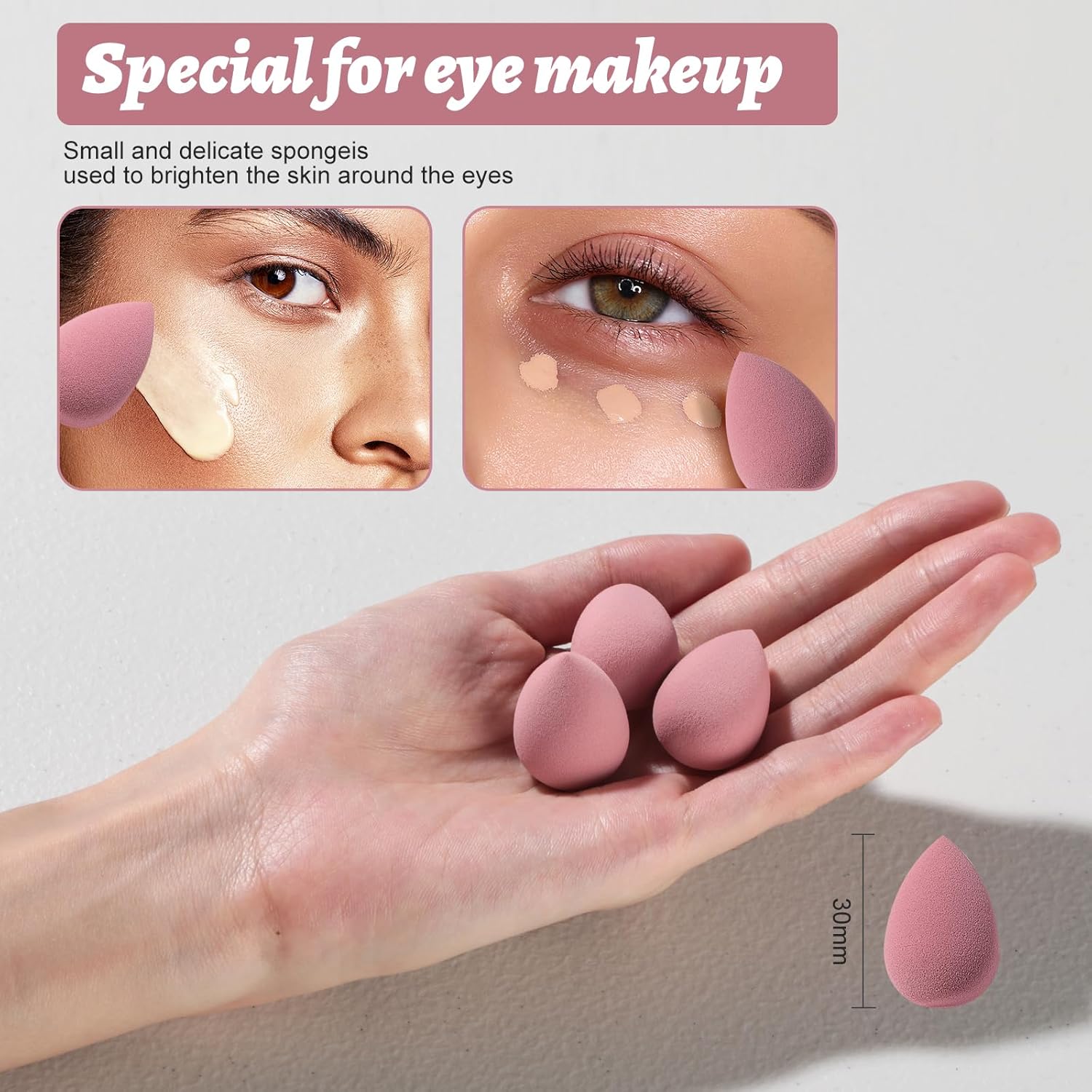 Makeup Sponge Set BS-MALLTriangle Puff 14 Pcs for Liquid, Cream, and Powder, Multi-colored Makeup Sponges and Mini Makeup Sponge (B-Pink)